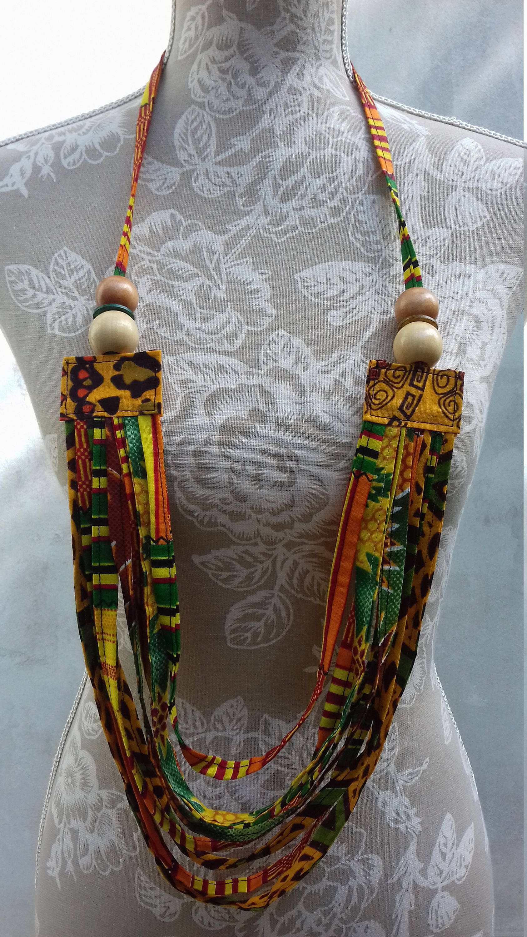 Safari Wildlife/ Designer African print necklace/ Beaded | Etsy