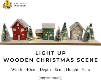 Light Up Wooden Christmas Scene