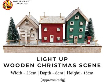 Light Up Wooden Christmas Scene