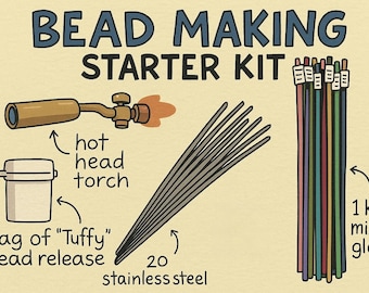 Kit de iniciación para la fabricación de cuentas de vidrio: ideal para principiantes, no se necesita experiencia, incluye vídeo paso a paso.