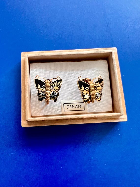 Vintage Japanese Amita damascene earrings