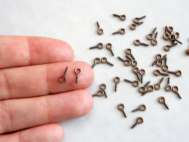 Wholesale Antique Copper Screw Eyes Tiny Hooks Small Eye Etsy