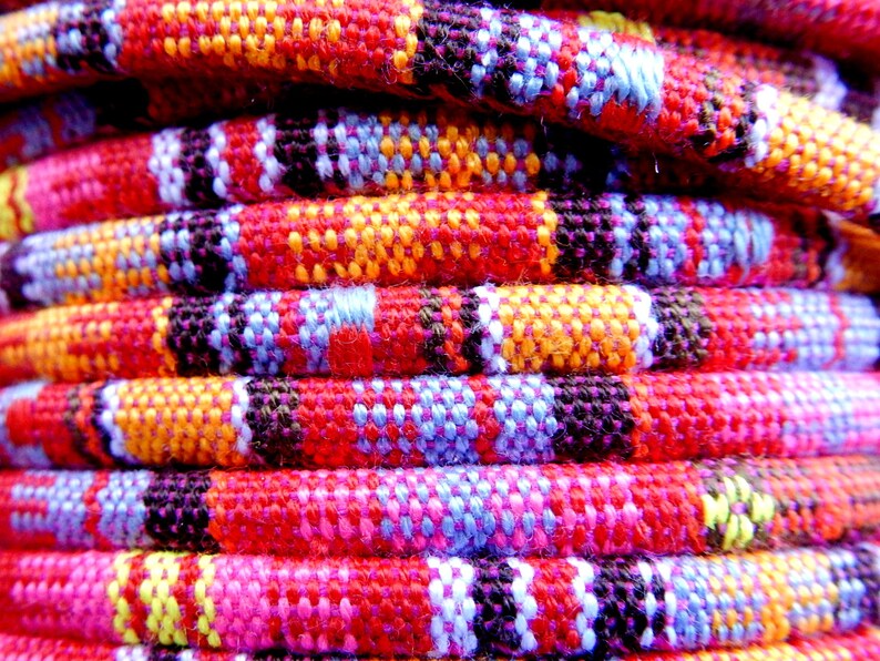 African Fabric Ethnic Rope Cord Colorful Black /& White Pink Orange Thick 6 mm Round Cloth Cotton Boho Bohemian Wrap Bracelet Jewelry Making