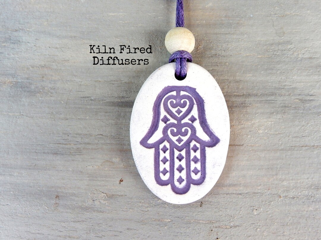 Kiln Fired Hamsa Hand Lavender Essential Oil Car Diffuser Rear Etsy