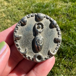Pyrite Moon Goddess Carving Medallion