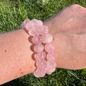 Beautiful Rose Quartz Bracelet with 10-12mm tumbled beads