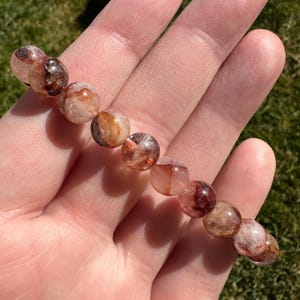 Fire/Red Hematoid Quartz Bracelet with 9mm Beads