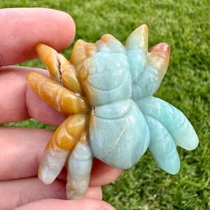 Crystal Spider Carvings — labradorite, Caribbean calcite, obsidian