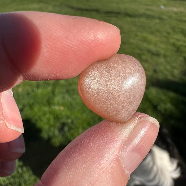 Shimmering Peach Moonstone Heart Carvings