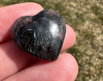 Garnet Blue Arfvedsonite Fireworks Heart