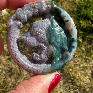 Ocean Jasper Mountain Cat Medallion Carvings