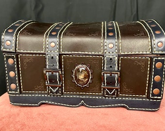 Leather Treasure Chest, hand sewn leather box, treasure chest