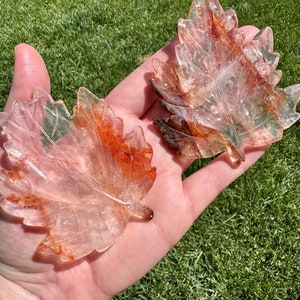 Fire Quartz Leaf Carvings, Hematoid Quartz