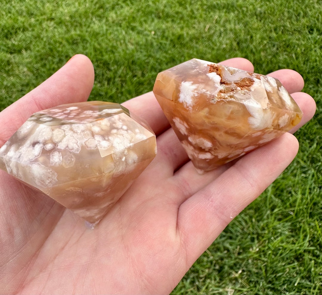 Flower Agate Huge Diamond Carving Etsy