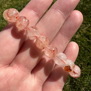 Light Fire Quartz Red Hematoid Quartz Bracelet with 10mm beads
