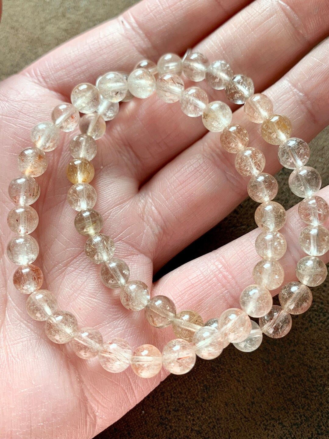 Copper Rutile Bracelets 67mm Beads Etsy