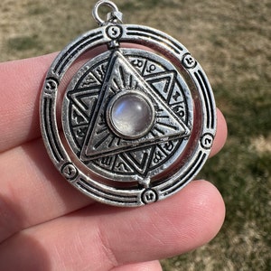 Crystal Stone in a Silver Toned Spinning Triangle Fidget Charm Pendant