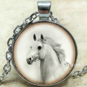 Pferd Kunst Anhänger, Pferd Halskette, Pferd Schmuck, weißes Pferd Anhänger, Pferd Kunst, weißes Pferd Halskette, weißes Pferd, Anhänger #AN202P