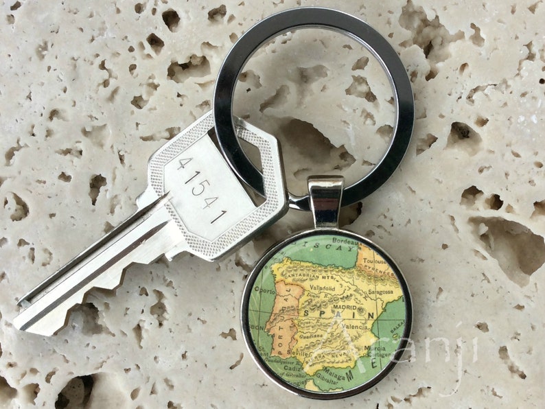 Map of Spain Keychain Key Chain Key Ring Key Fob Spain Key Etsy