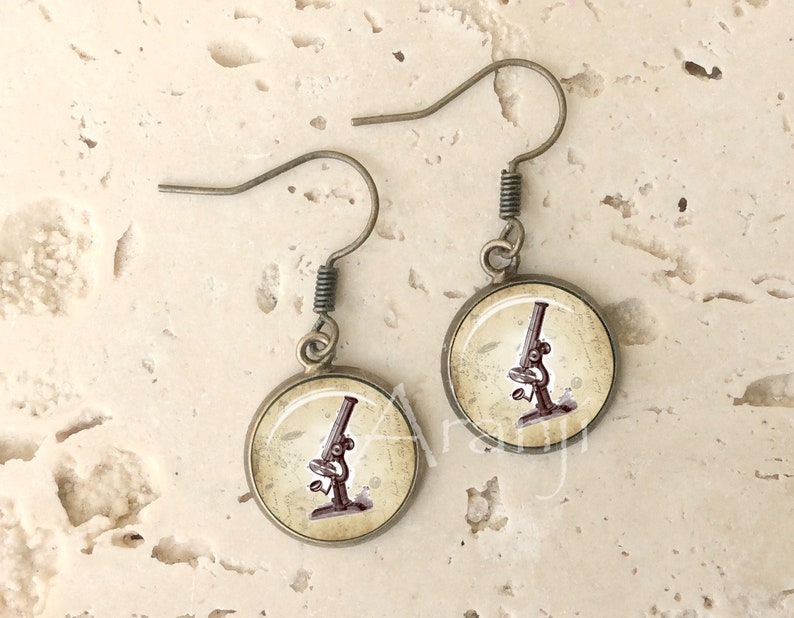 Vintage Microscope Earrings Microscope Earrings Biology Etsy