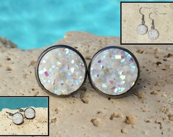 Pendientes De Gancho De Piedra Druzy Redondos Redondos Joyas Pendientes De Gancho De Piedra Druzy Redondos Redondos Joyas