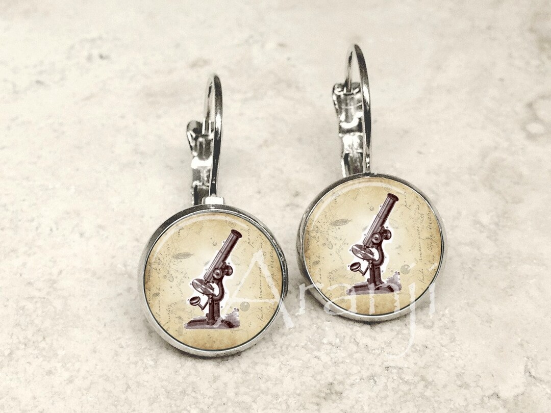 Vintage Microscope Earrings, Microscope Earrings, Biology Leverback