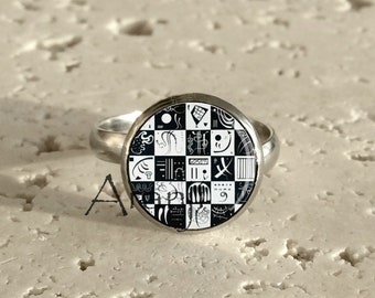 Kandinsky Thirty ring, Kandinsky adjustable ring, fine art ring, Kandinsky jewelry, adjustable Kandinsky Thirty ring, Ring#AR120R