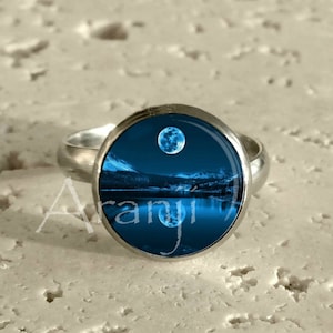 Moonlight reflections art ring, full moon ring, moon ring, moon jewelry, full moon jewelry, moon, Ring #SP137R