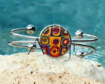 Kandinsky art bracelet, abstract art cuff bracelet, circles bracelet, Kandinsky cuff, art bracelet, Kandinsky art, Bracelet #AR134B