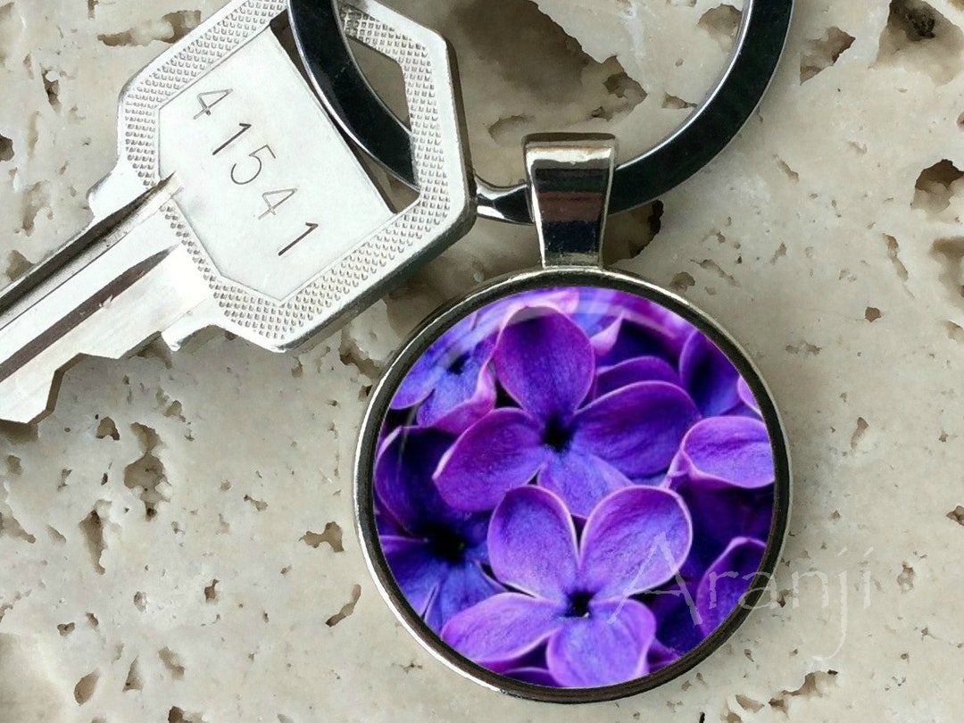 Lilac Keychain, Key Chain, Key Ring, Key Fob, Lilac Flower Keychain ...