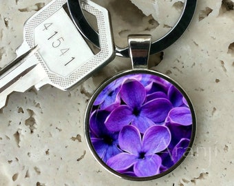 Lilac Keychain, Key Chain, Key Ring, Key Fob, Lilac Flower
