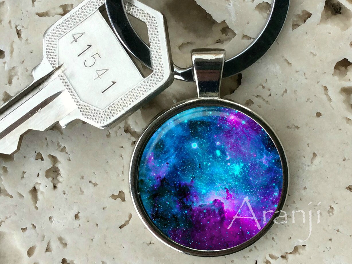 【BLACKPURPLE】24FW★ Coloring Charm Keyring Nebula Keychain, Key Chain, Key Ring, Key Fob, Purple Nebula