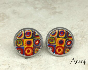 Kandinsky fine art earrings, Kandinsky stud earrings, Kandinsky earrings, fine art earrings, AR134E