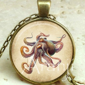 Octopus art pendant, octopus necklace, octopus jewelry, octopus, steampunk pendant, kraken pendant, steampunk necklace, Pendant #AN112P