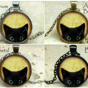 Black kitten art pendant, black cat pendant, black cat necklace, black cat jewelry, kitten necklace, kitten pendant, Pendant AN116P image 2