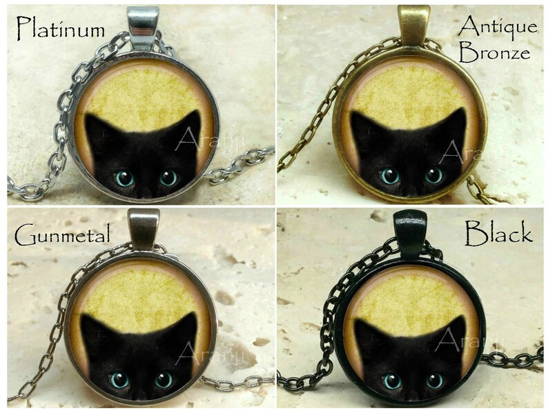 Black kitten art pendant, black cat pendant, black cat necklace, black cat jewelry, kitten necklace, kitten pendant, Pendant AN116P image 2