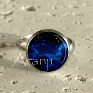 Midnight blue nebula art ring, galaxy jewelry, nebula ring, galaxy ring, space ring, astronomy, nebula, Ring #SP126R