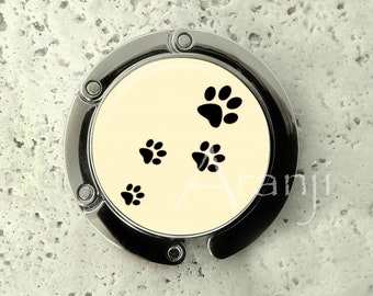 Paw print art purse hanger, tabletop purse hanger, purse hanger, purse hook, paw print purse hook, cat tracks purse hanger, purse, AN147PH