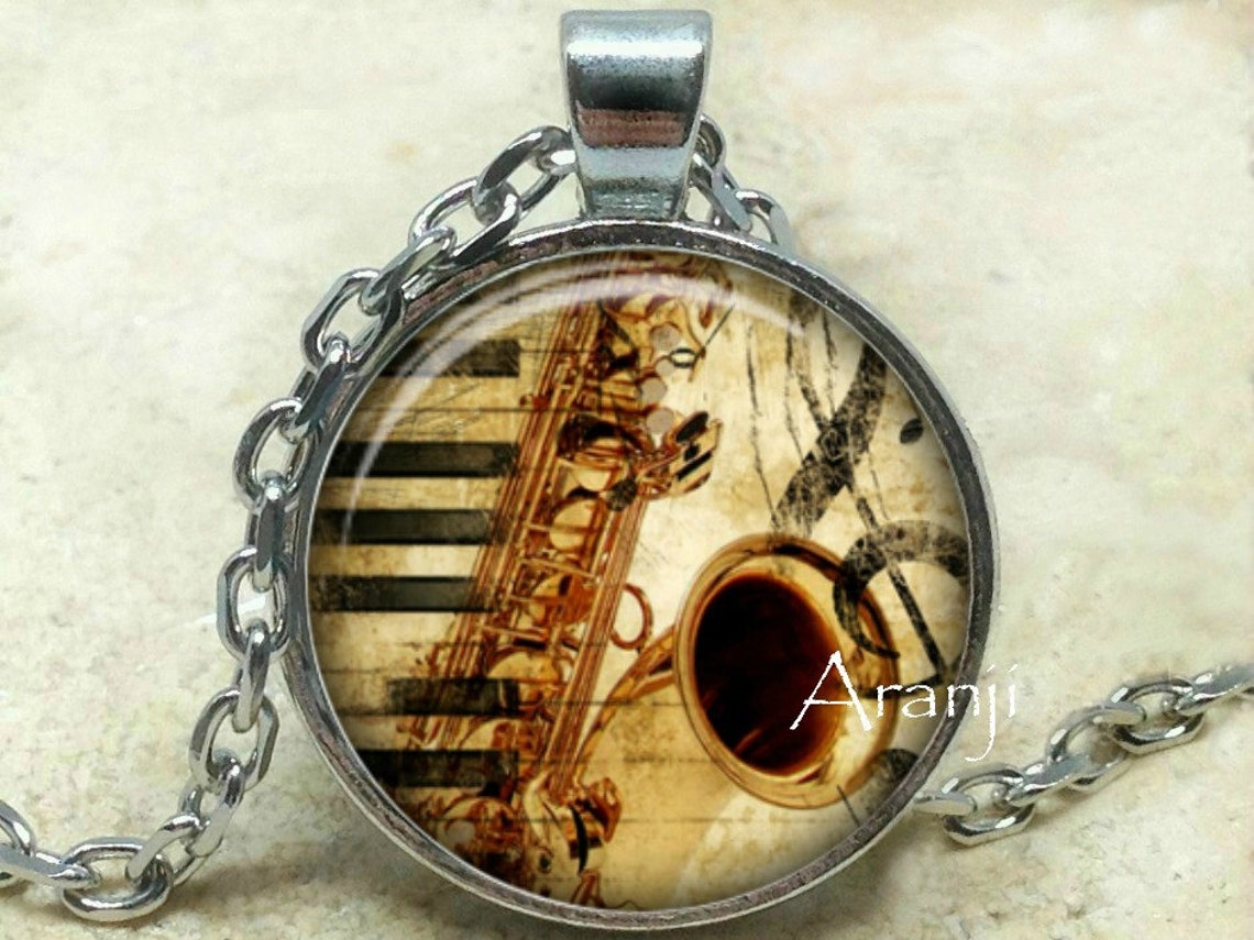 Saxophone Art Pendant Saxophone Necklace Saxophone Pendant Etsy