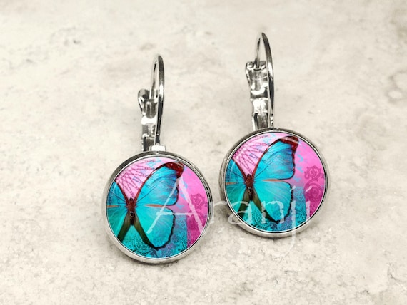 Glass cheap butterfly earrings