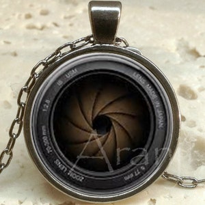 Camera lens art pendant, camera necklace, camera jewelry, photographer necklace, photography pendant, camera lens Pendant #HG109P