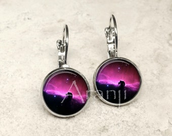 Orion Horsehead Nebula art earrings, nebula earrings, nebula leverback earrings, space, nebula, Orion earrings, Horsehead Nebula, SP142LB