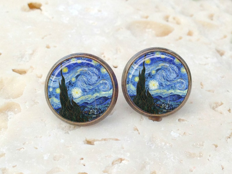 Van Gogh Starry Night Earrings Starry Night Earrings Van Etsy