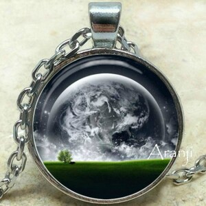Full moon art pendant, moon necklace, moon pendant, big moon pendant, space pendant, moon jewelry, sci fi pendant, Pendant #SP136P