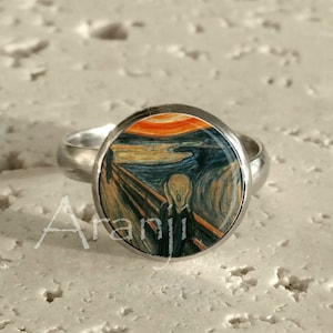 The Scream Edvard Munch ring, The Scream adjustable ring, fine art ring, Edvard Munch jewelry, adjustable The Scream ring, Ring#AR142R
