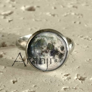 Moon ring, full moon, gray moon jewelry, space ring, moon jewelry, moon, Ring #SP120R