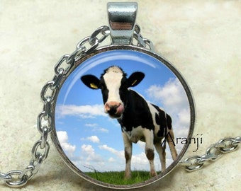 Cow art pendant, cow necklace, cow jewelry, cattle pendant, bovine pendant, cow photo art, cow pendant, Pendant #AN108P