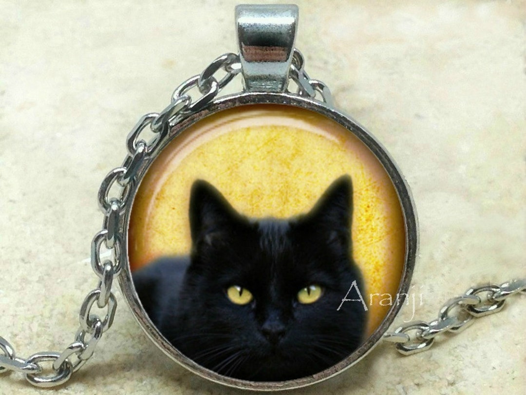 Punk Style Animal Black Cat Heart Pendant Necklace Gothic - Temu