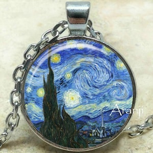 Vincent Van Gogh The Starry Night Photo Art Pendant, Starry Night necklace, Starry Night pendant, Van Gogh necklace, Van Gogh Pendant#AR145P