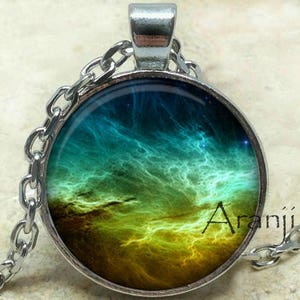 Nebula art pendant, nebula necklace, nebula jewelry, galaxy pendant, galaxy necklace, space jewelry, galaxy jewelry, Pendant #SP144P
